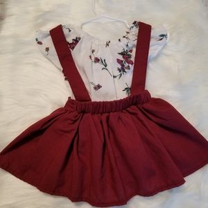 Maroon jumper with a flowery blouse